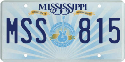 MS license plate MSS815