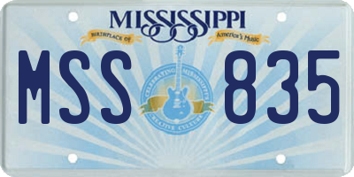 MS license plate MSS835