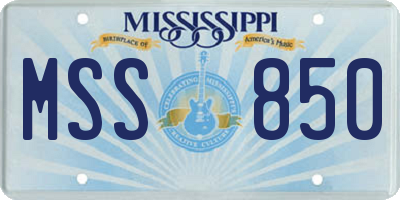 MS license plate MSS850