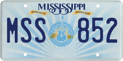 MS license plate MSS852