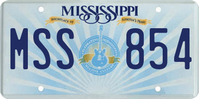 MS license plate MSS854