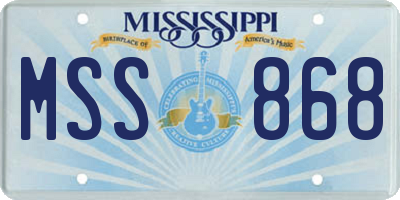 MS license plate MSS868