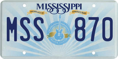 MS license plate MSS870