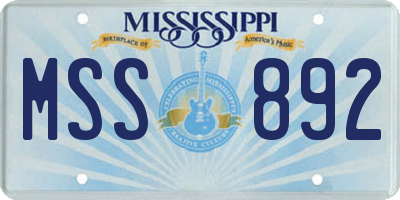 MS license plate MSS892