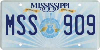 MS license plate MSS909