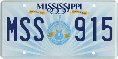MS license plate MSS915