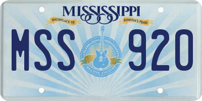 MS license plate MSS920