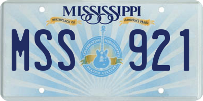 MS license plate MSS921