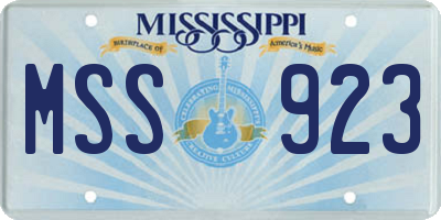 MS license plate MSS923