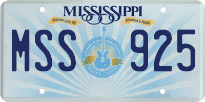 MS license plate MSS925