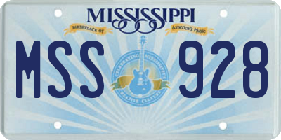 MS license plate MSS928