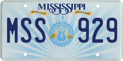 MS license plate MSS929