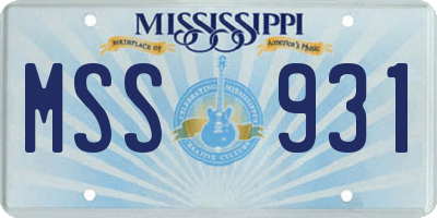MS license plate MSS931