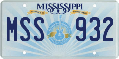 MS license plate MSS932