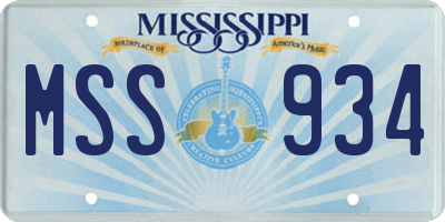 MS license plate MSS934
