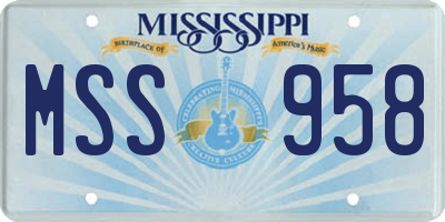 MS license plate MSS958