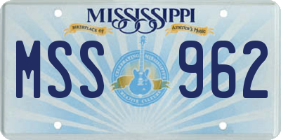 MS license plate MSS962