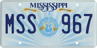 MS license plate MSS967