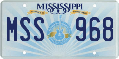 MS license plate MSS968