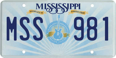 MS license plate MSS981