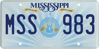 MS license plate MSS983