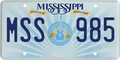 MS license plate MSS985