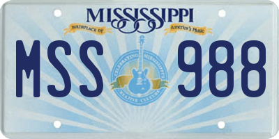 MS license plate MSS988
