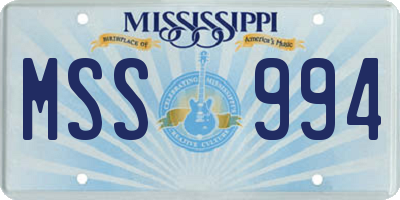 MS license plate MSS994