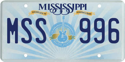 MS license plate MSS996