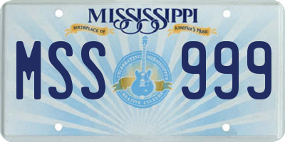 MS license plate MSS999