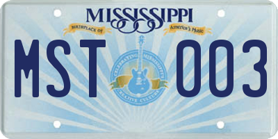 MS license plate MST003