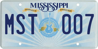 MS license plate MST007