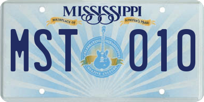 MS license plate MST010