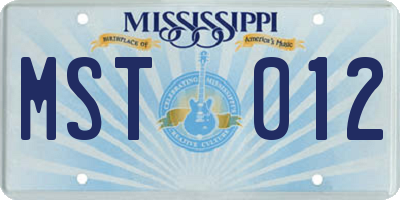 MS license plate MST012