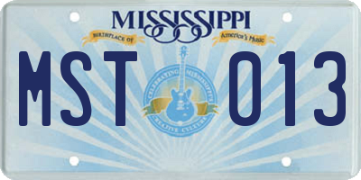 MS license plate MST013