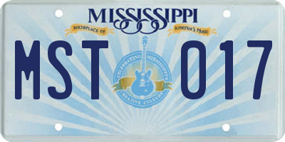 MS license plate MST017