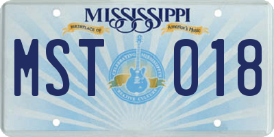 MS license plate MST018