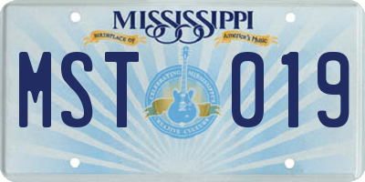 MS license plate MST019