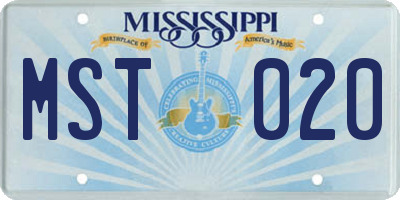 MS license plate MST020