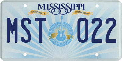 MS license plate MST022