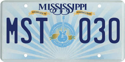 MS license plate MST030