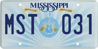 MS license plate MST031