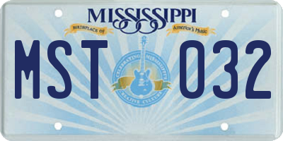MS license plate MST032