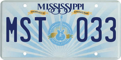 MS license plate MST033