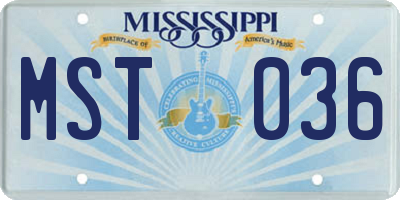 MS license plate MST036