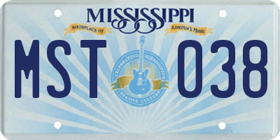 MS license plate MST038