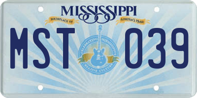MS license plate MST039