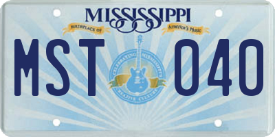 MS license plate MST040