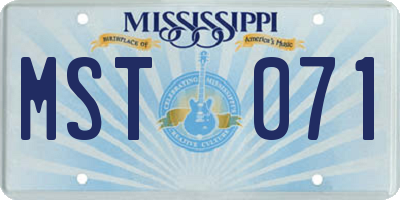 MS license plate MST071