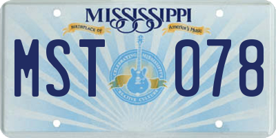 MS license plate MST078